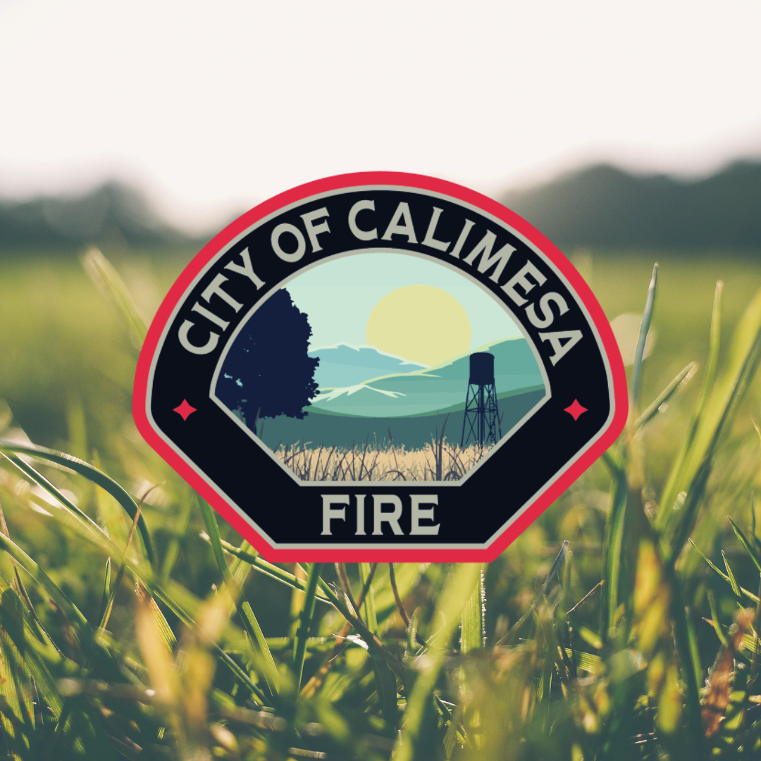 Fire department patch and grassy background